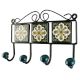 Forest Green with white Ceramic Floral Tile Hook